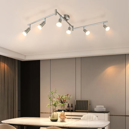 Modern Black LED Ceiling Spotlight - 6 Flames Swivel GU10 Lamp