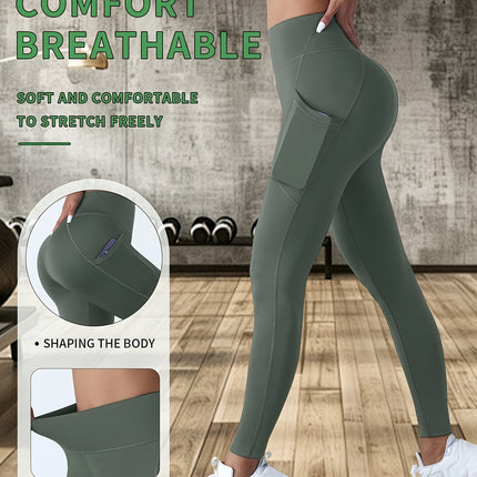 Women's High-Waist Yoga Leggings with Pocket & Moisture-Wicking