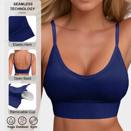 Knitted Ribbed Halter Sports Bra