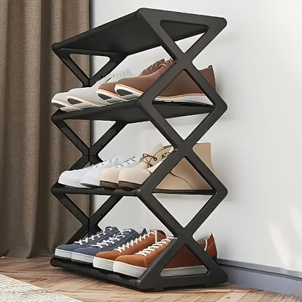 Retro Folding 4-Tier Shoe Rack