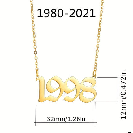 Custom Birth Year Stainless Steel Necklace