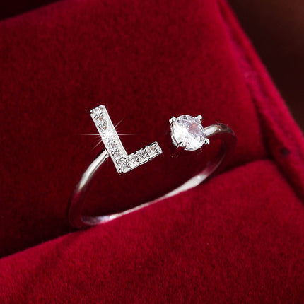 Adjustable Letter Zirconia Copper Ring