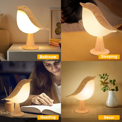 USB Touch-Dimming Bird LED Table Lamp – 3-Color Night Light