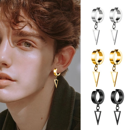 Triangle Pendant Ear Clips Set