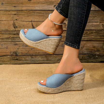 Elegant Solid Color Wedge Sandals