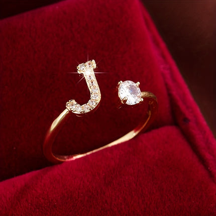 Adjustable Letter Zirconia Copper Ring