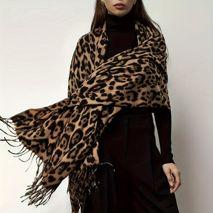 Bohemian Leopard Print Fleece Scarf
