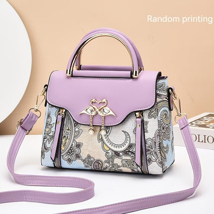 Geometric Print Faux Leather Handbag