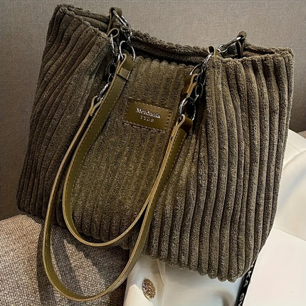 Elegant Corduroy Tote Bag – Stylish, Spacious, Everyday Essential - Monti Bargains
