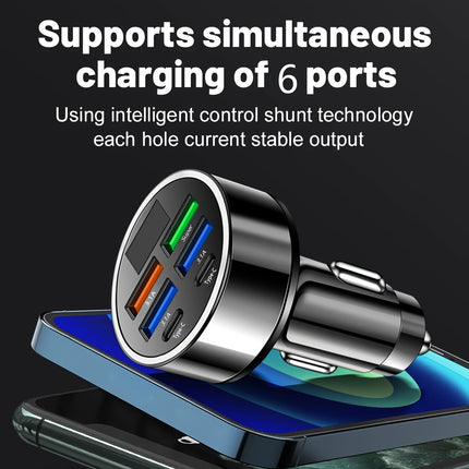 6-in-1 Fast Car Charger with LED Display