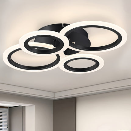Adjustable Brightness 4-Ring LED Ceiling Light - Flush Mount