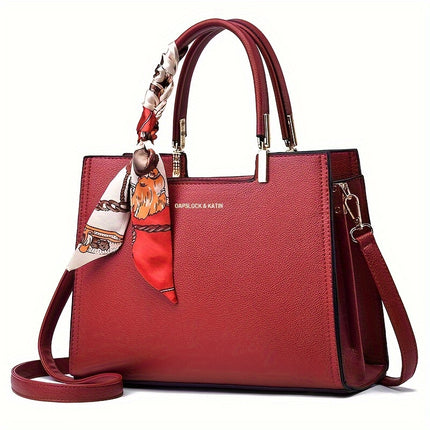 Elegant Red Faux Leather Handbag