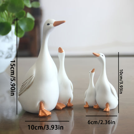 Charming Resin Duck Family Garden Statue - Outdoor Decor