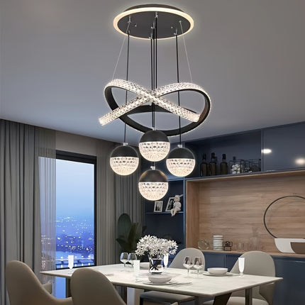 Modern LED Ceiling Light – 4 Acrylic Ball Pendants, Dimmable