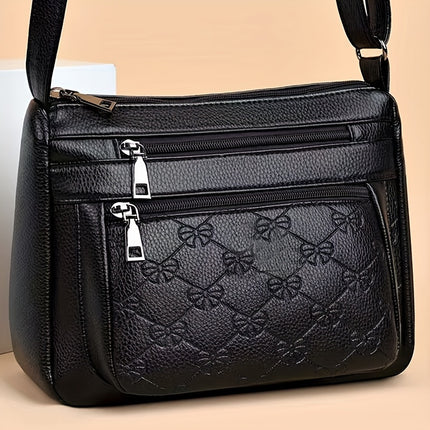 Elegant Black Faux Leather Crossbody
