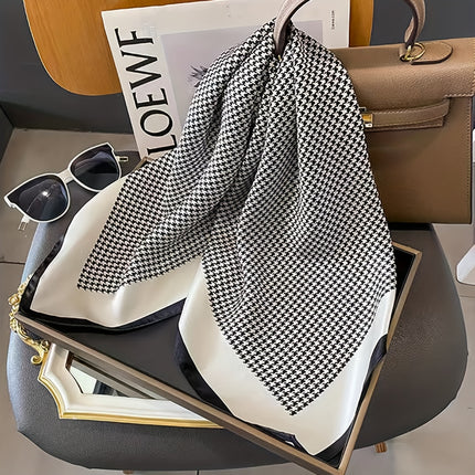 Elegant Houndstooth Silk Scarf