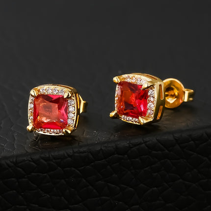 Retro Square 6mm Couple Earrings