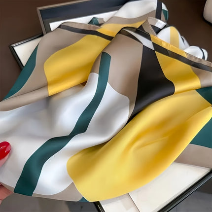 Luxurious Satin Geometric Square Scarf