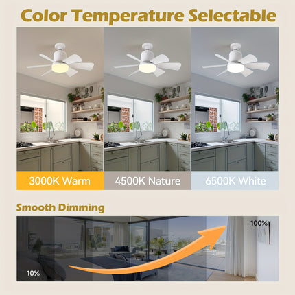 Modern Ceiling Fan with Dimmable LED Light & Remote