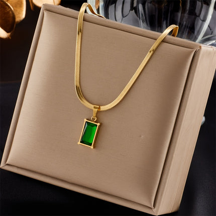 Green Zirconia Snake Bone Necklace Set