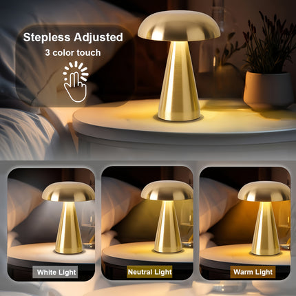Golden Mushroom USB Rechargeable Table Lamp - LED Nightlight