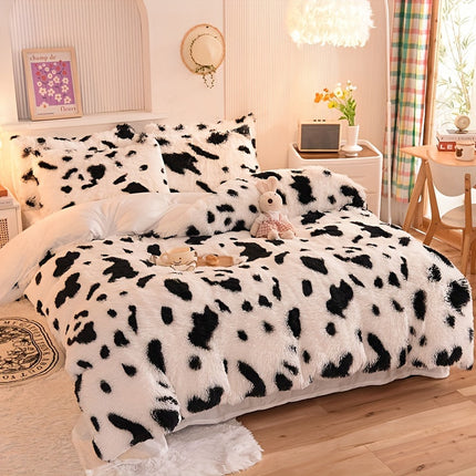 Luxurious Leopard Print Faux Fur Bedding Set