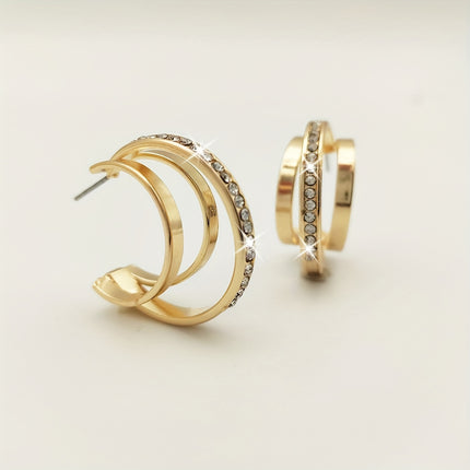 Sparkling Triple-Layer Hoop Earrings