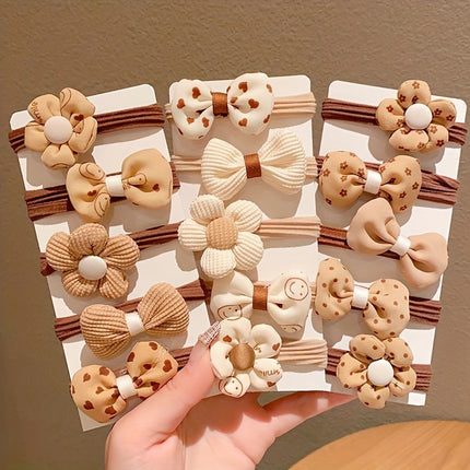 12PCS Sweet Flower Bow Hair Ties