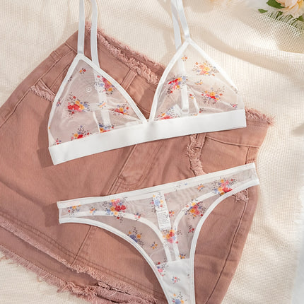 Triangle Cup Mesh Thong Set