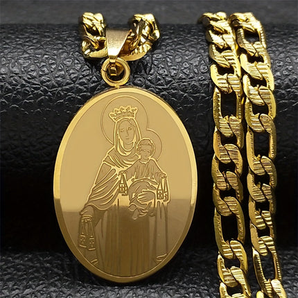 V18K Gold Plated Virgin Mary Pendant Necklace