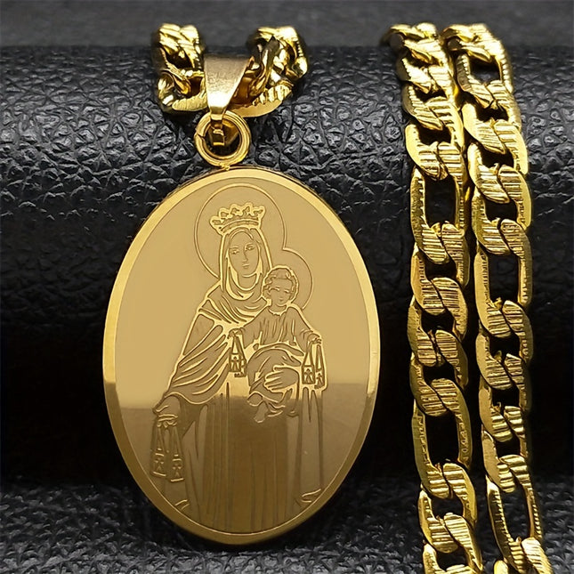 V18K Gold Plated Virgin Mary Pendant Necklace