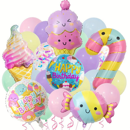 23 pcs Princess Theme Ice Cream & Candy Latex Balloons Set