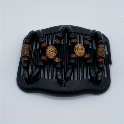 Wooden Beaded Double Hair Comb