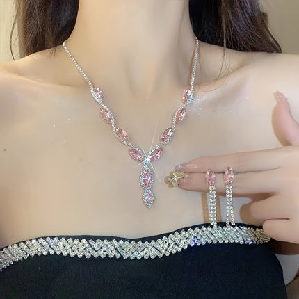 Rhinestone & Pink Diamond Bridal Set