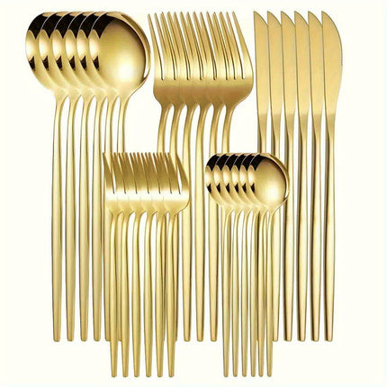 Elegant 30pcs Golden Stainless Steel Cutlery Set