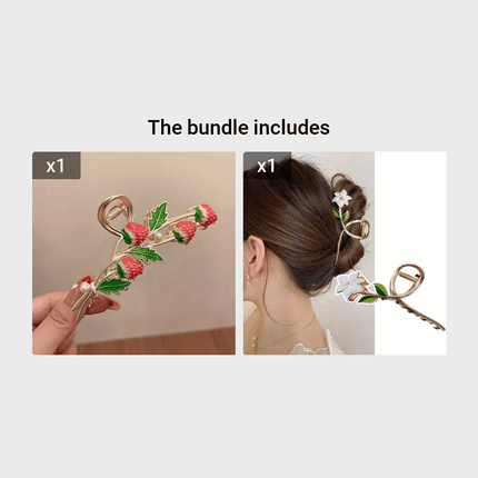 Trendy Strawberry Hair Claw – Stylish Metal Clip
