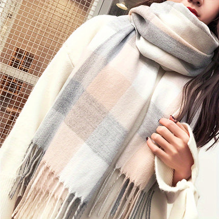 Cozy British-Inspired Plaid Winter Scarf