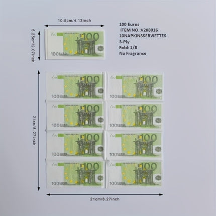 3-Pack 100 Euro Printed Napkins