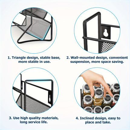 4-Tier Metal Spice Rack Organizer - Stylish Kitchen Storage