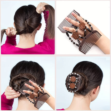 Wooden Beaded Double Hair Comb
