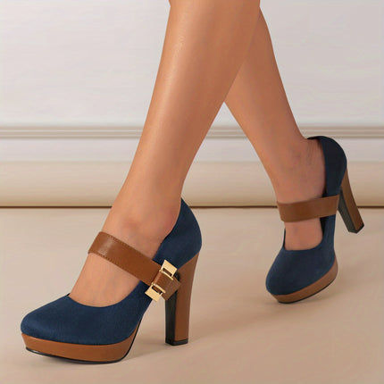 Retro Round Toe High Heeled Pumps