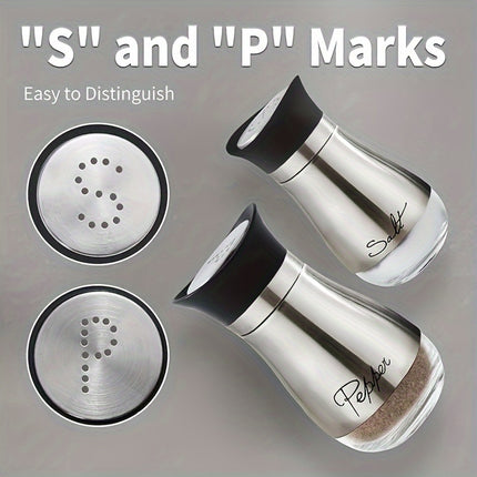 Stainless Steel & Glass Salt & Pepper Set