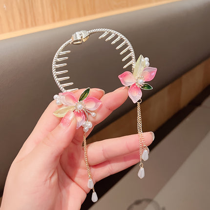 Sweet Flower Tassel Bun Hair Clip – Fairy Style Casual Accessory