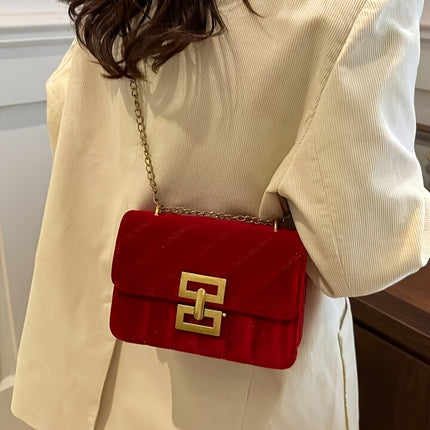 Elegant Quilted Velvet Shoulder Bag