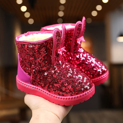 Cute Snow Boots with Sequin Bunny Ears