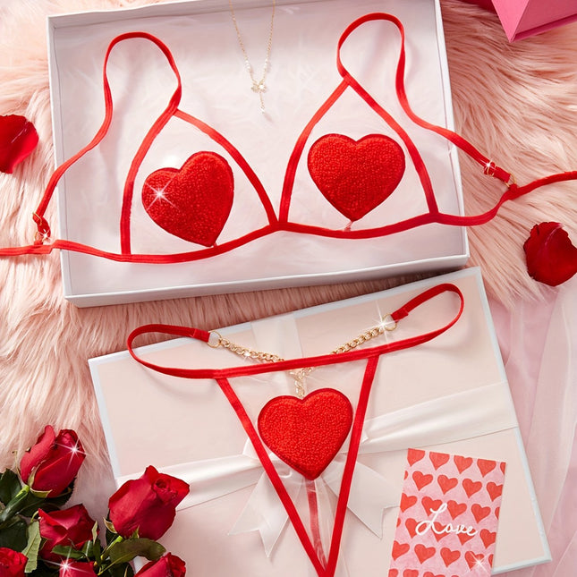 Christmas Red Love Lingerie Set