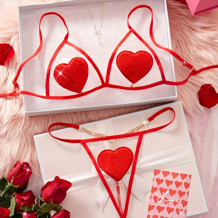 Christmas Red Love Lingerie Set