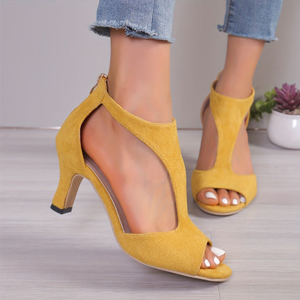 Peep Toe T-Strap High Heels