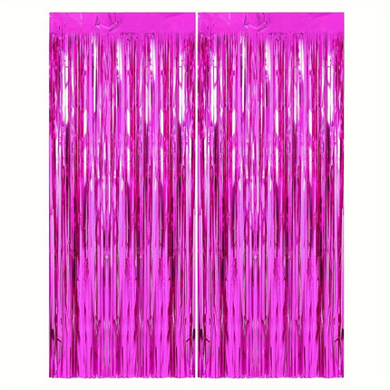 2 Packs Set of Foil Streamer Fringe Backdrop & Tinsel Metallic Decoration