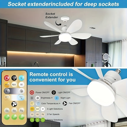 Ceiling Fan Light with Remote – 3-Speed Dimmable Fan